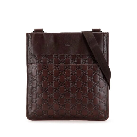GUCCI Vintage GG Guccissima Brown Leather Crossbody Messenger